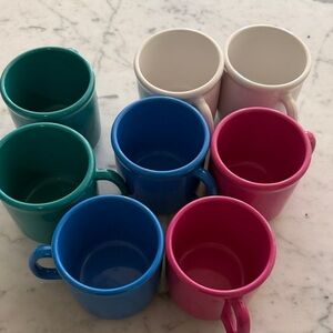 8 Stackable plastic Coffee Mugs - Set of Mixed Colors